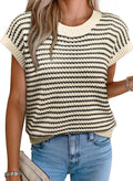 Striped Knit Cap Sleeve Sweater