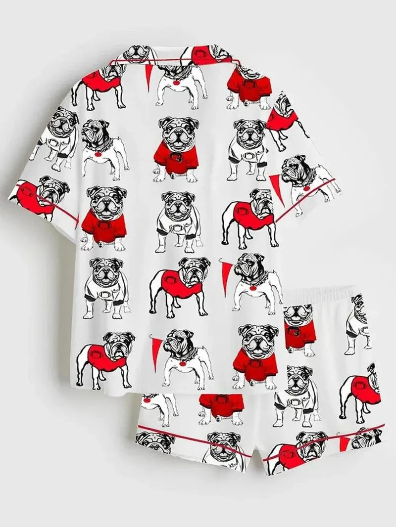 Bulldogs Football Print Satin Pajama Set